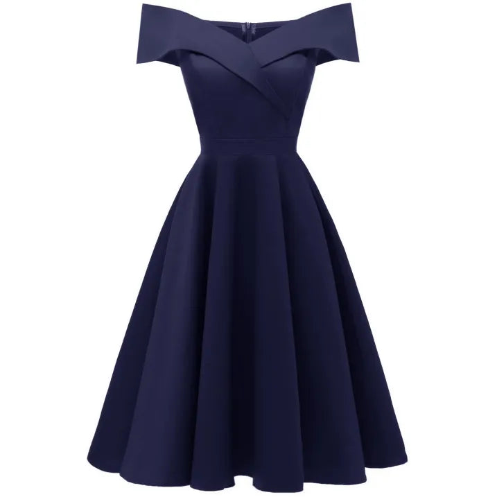 Ewa – Sukienka Midi z Dekoltem Hiszpańskim